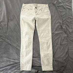 Free People Jeans Womens 26 Cream Textured Skinny Low Rise Coquette Twee Chic